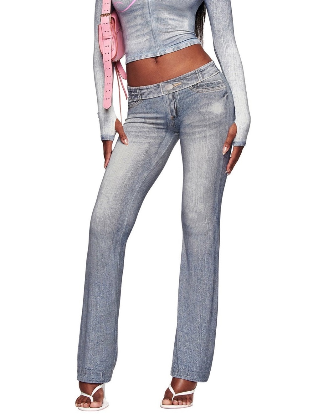 I.AM.GIA Light Wash leggings & with Pink Logo